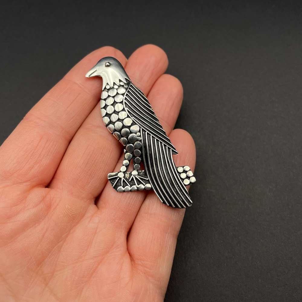 Vintage Sterling‎ Silver Overlay Eagle Brooch Bird Pin Wildlife Animal Jewelry - Picture 9 of 10